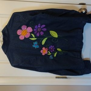 Tco. Embroidered floral jean jacket.